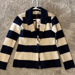 NWT Ann Taylor loft wool blazer navy stripe M